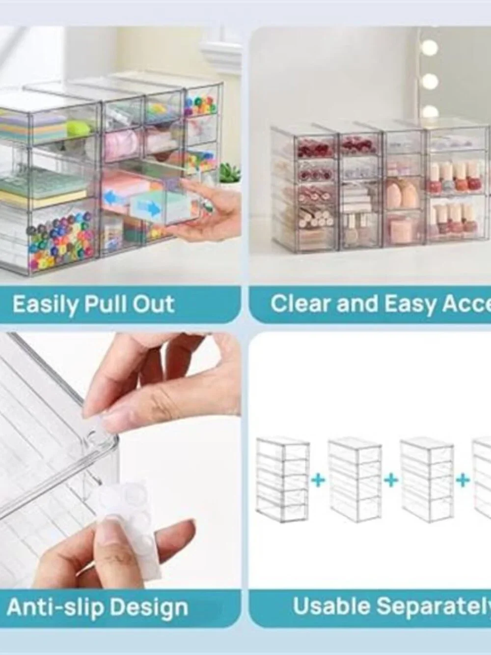 Clear Drawer Organizer 16 Drawer Desk Storage Makeup Organizer Plastic